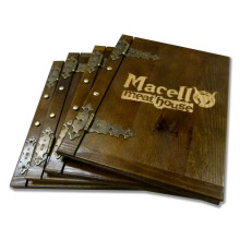 (Yes free for order 15+, No) Wooden Menu Holder Cover A4 Engraving Hinges