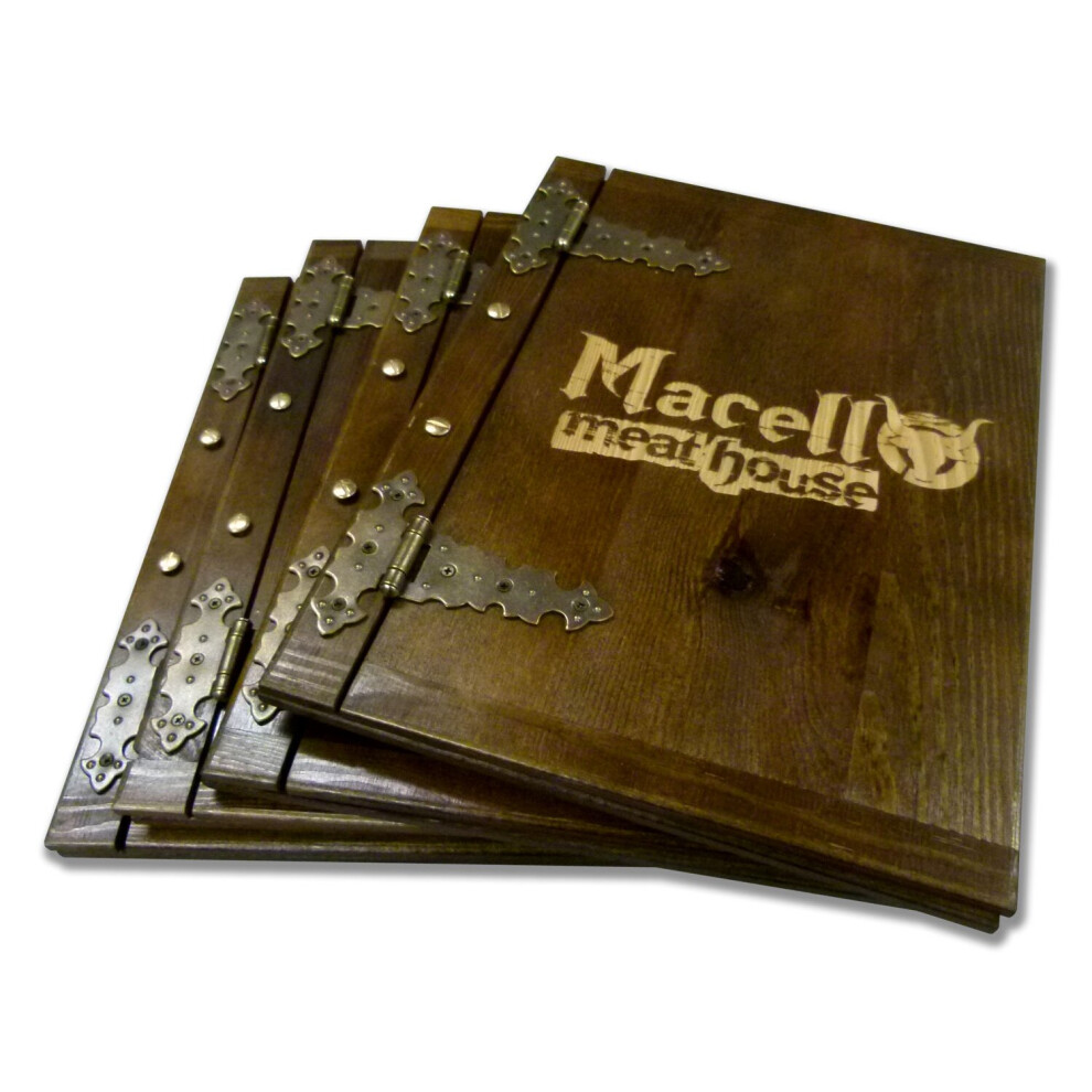 (Yes free for order 15+, No) Wooden Menu Holder Cover A4 Engraving Hinges
