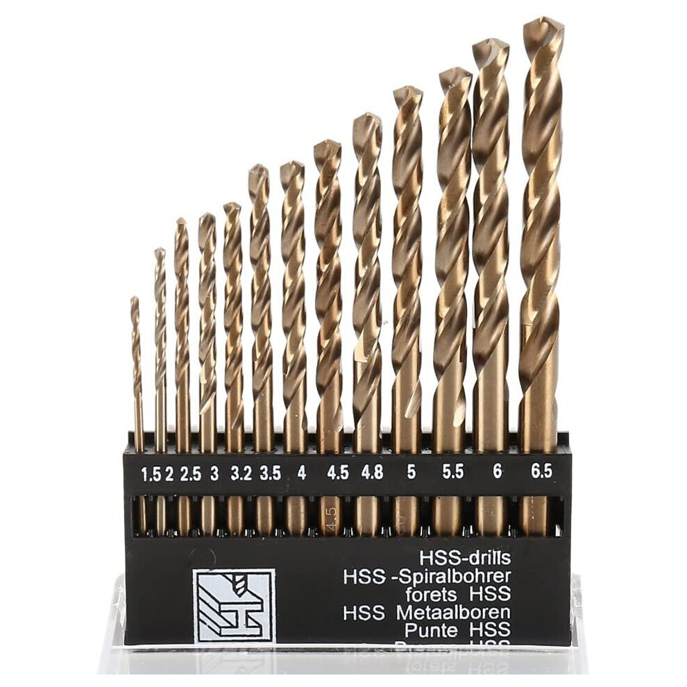 13Pack Hss Twist Drill Bit Set Metric M35 Cobalt Steel High Speed Steel Titanium Coated Drill Bit Tool Extremely Heat Resistant With Straight Shank 6299229041275