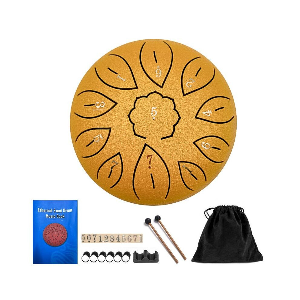 (Gold) 11 Tone 6 Inch C Tone Steel Tongue Drum Musical Instruments