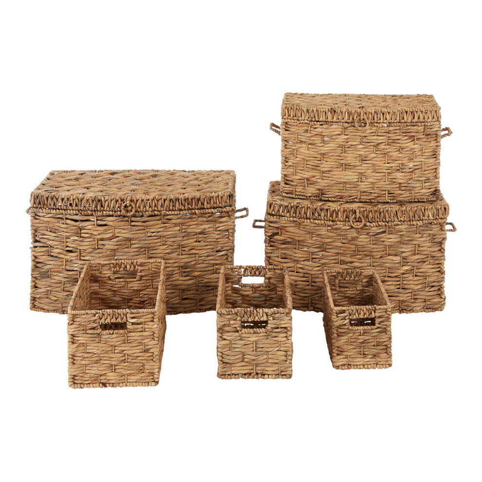 Premier Housewares Brown Washed Storage Baskets  Set of 6