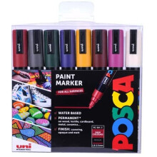 Posca - PC-5M Medium Bullet Tip - Paint Marker- Deep colours 8-pen pack