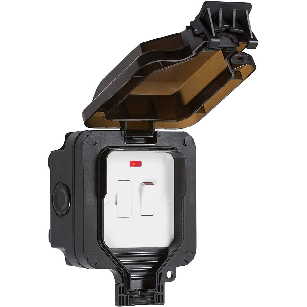 Knightsbridge Op63n Outdoor Weatherproof Switched Fused Spur With Neon, Black, 153.0 Mm*110.0 Mm*110.0 Mm 5055832974253