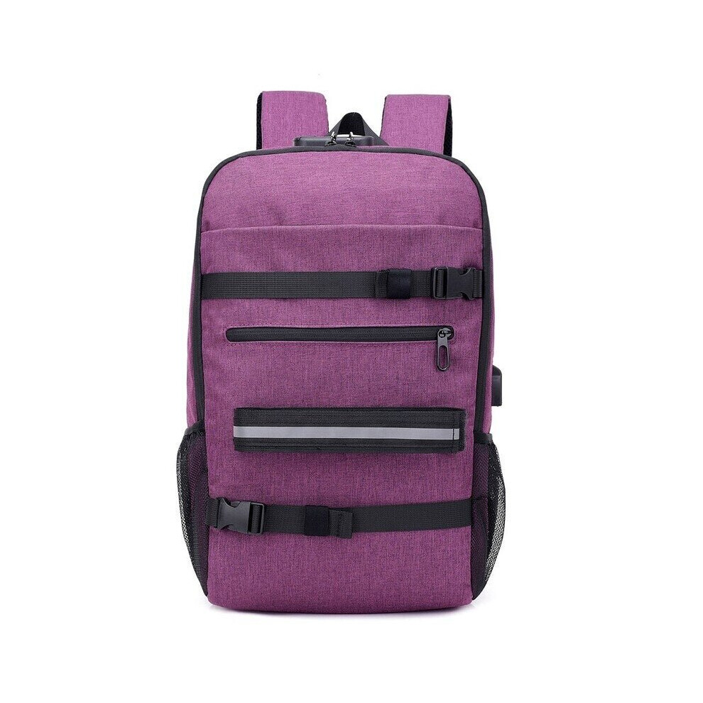 (Purple, Standard) Anti-Theft Skateboard Backpack With Lock And Usb Port