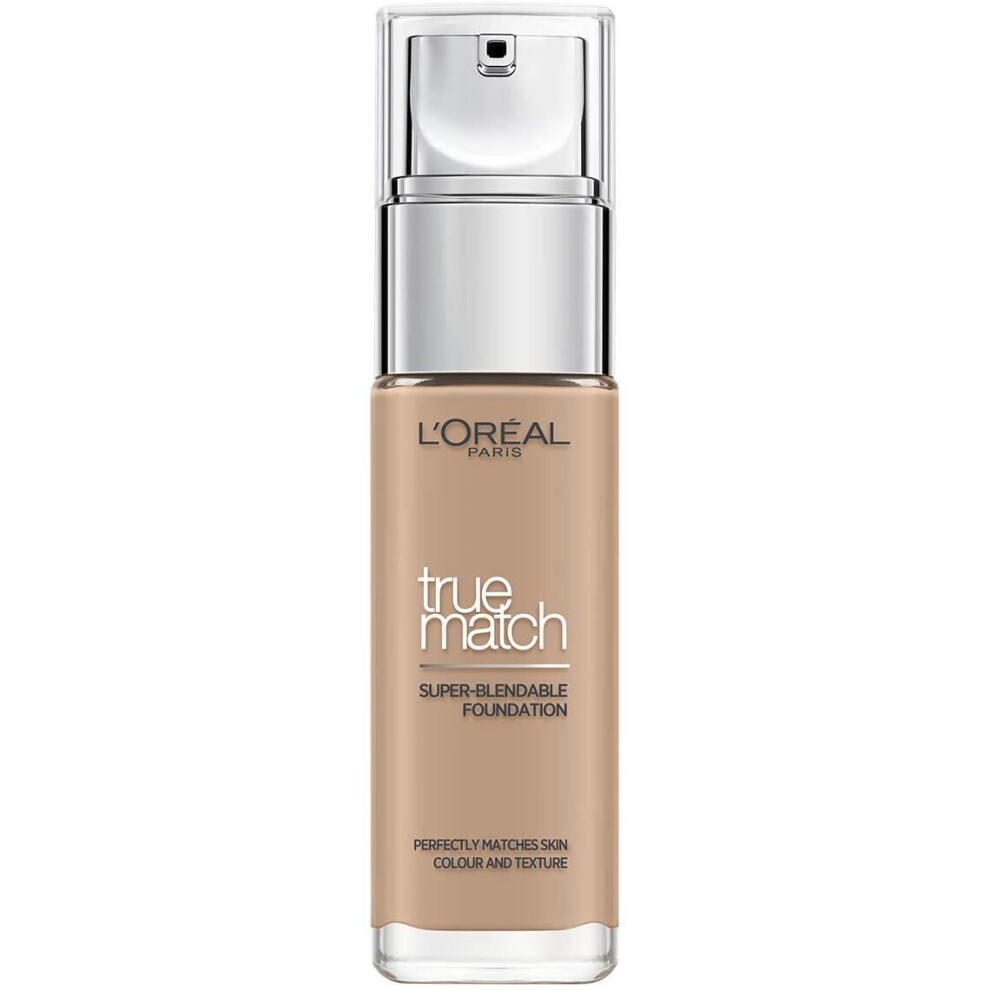 L'Oreal Paris True Match Liquid Foundation, Skincare Infused with Hyaluronic Acid, SPF 17, Available in 40 Shades, 3C Rose Beige, 30 ml