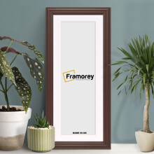 (Mahogany With White Mount, 20x5" Pic (24x9" Frame)) Panoramic Size Mahogany Picture Frame / LW Style Wall Art Frame / Modern Photo Frames With Multicolored Mount