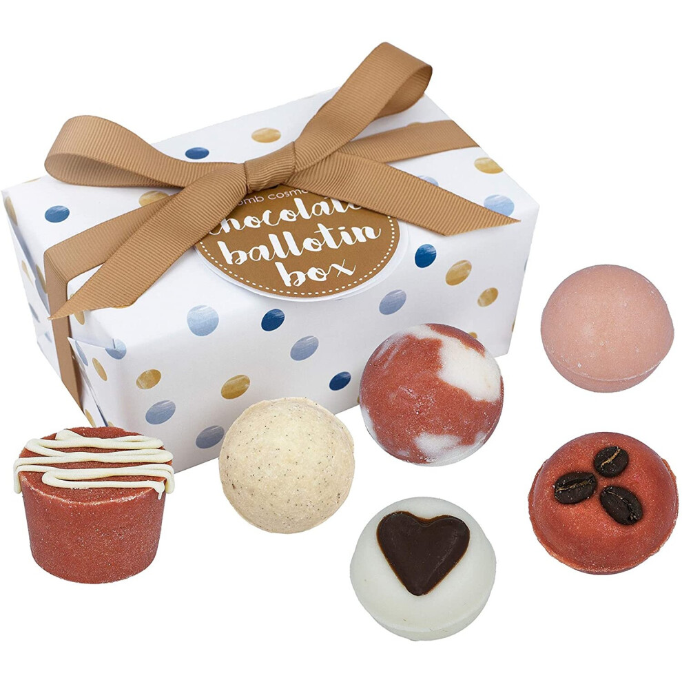 Bomb Cosmetics Chocolate Handmade Bath Melts Wrapped Ballotin Gift Pack [Contains 6-Pieces], 150g