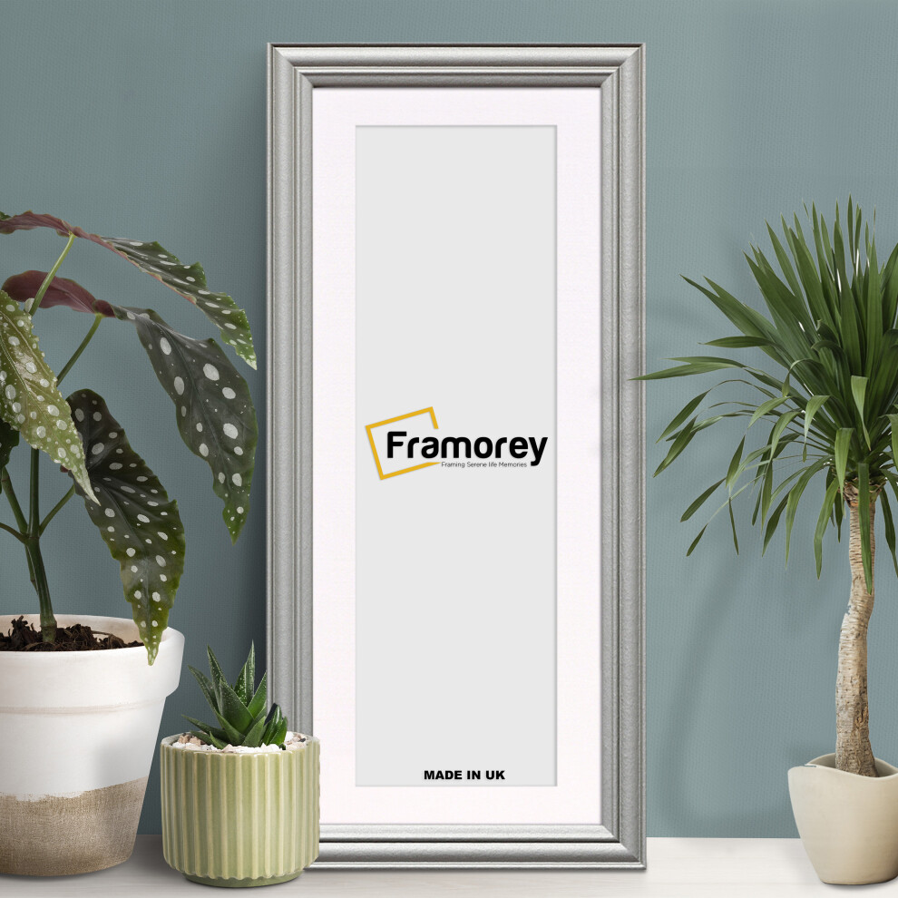 (Silver With White Mount, 16x8" Pic (20x12" Frame)) Panoramic Size Silver Picture Frame / LW Style Wall Art Frame / Modern Photo Frames With Multicolored Mount