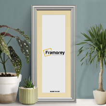 (Silver With Ivory Mount, 17x9" Pic (21x13" Frame)) Panoramic Size Silver Picture Frame / LW Style Wall Art Frame / Modern Photo Frames With Multicolored Mount