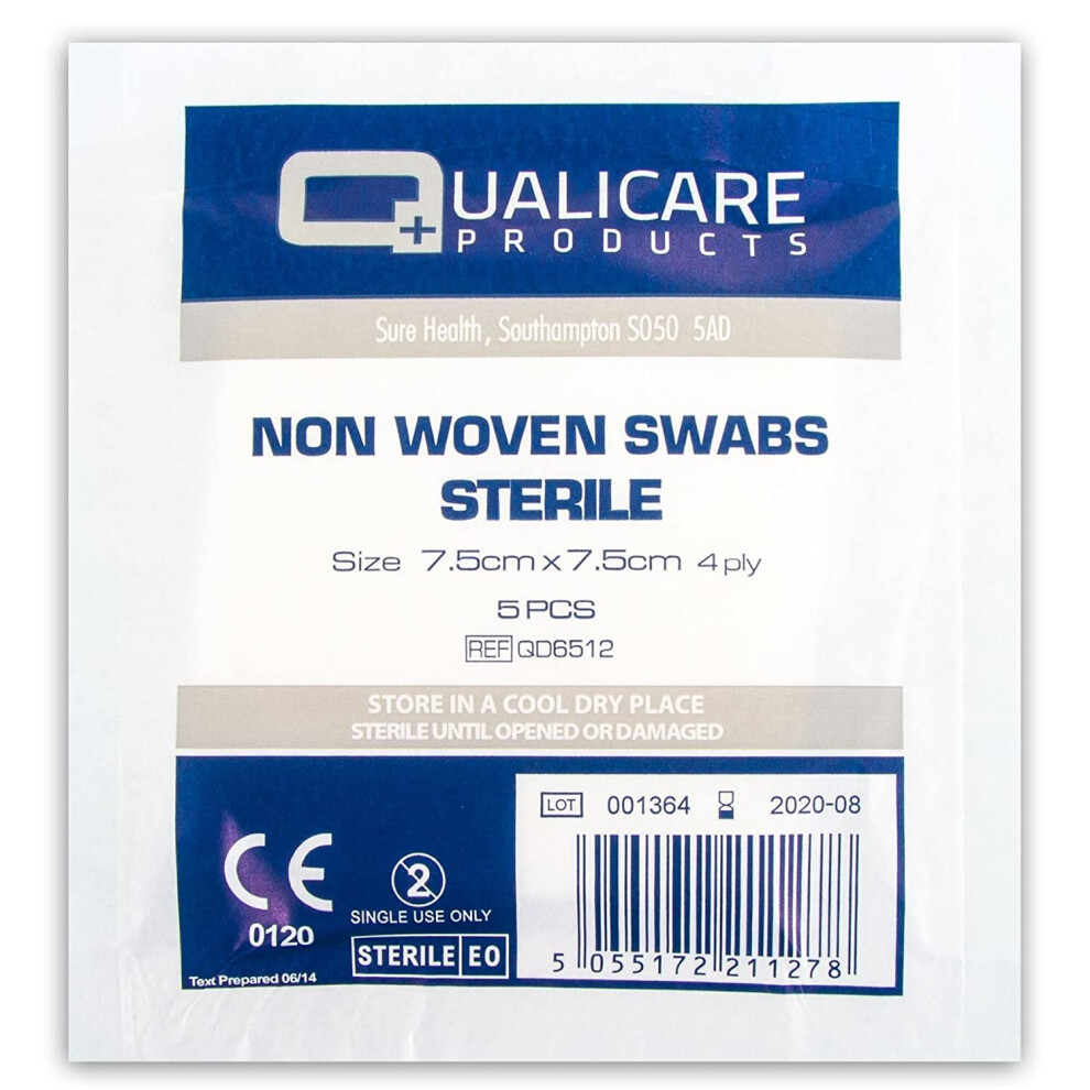 Qualicare 50X Quality Non Woven Sterile Medical Swabs - Absorbent Gauze Hospital First Aid