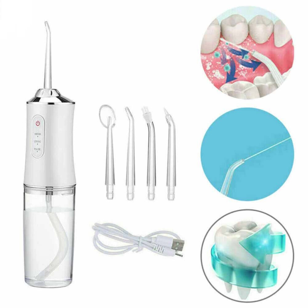 Electric Water Flosser Oral Irrigator 4 Jet Tips Coreless Dental Teeth Cleaner