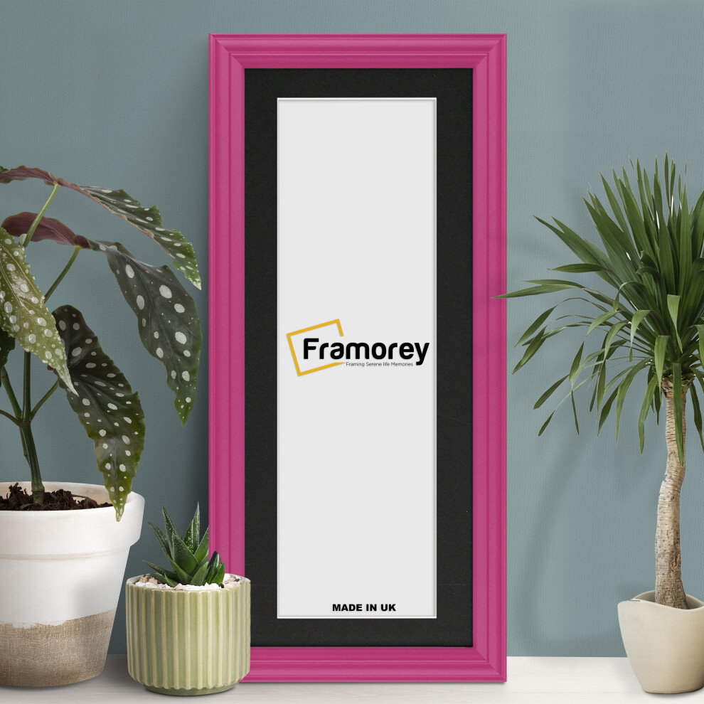 (Pink With Black Mount, 10x4" Pic (14x8" Frame)) Panoramic Size Pink Picture Frame / LW Style Wall Art Frame / Modern Photo Frames With Multicolored Mount