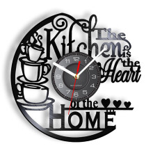 (A) The Kitchen The Heart Of The Home Inspired Vinyl-Record Clock Modern Design Vinyl Wall Clocks