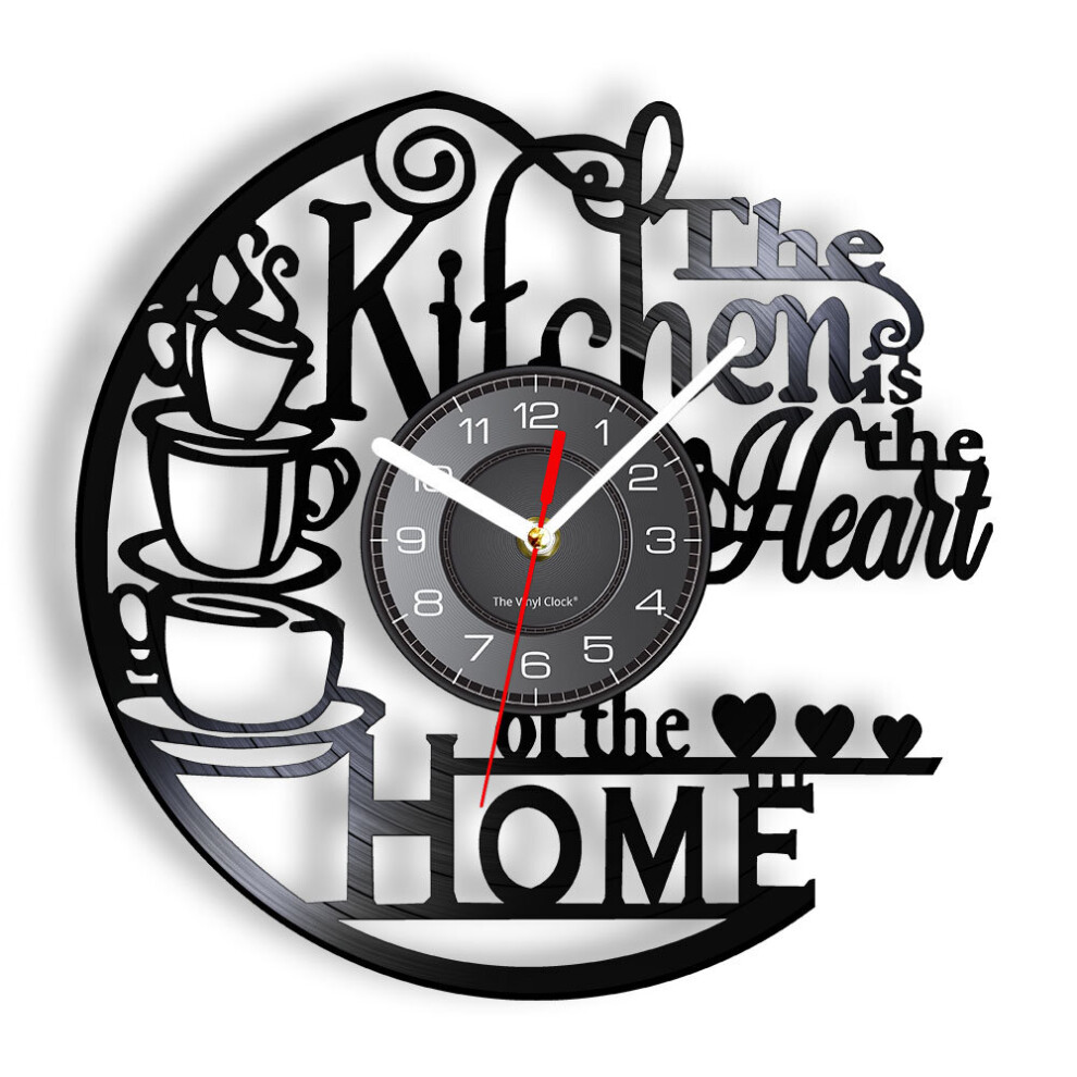 (A) The Kitchen The Heart Of The Home Inspired Vinyl-Record Clock Modern Design Vinyl Wall Clocks