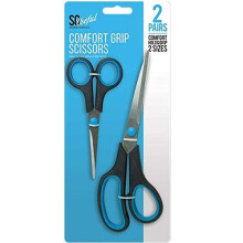 2 Pack Comfort Grip Scissors Steel Kitchen Home Office Art Craft Cutting