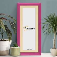 (Pink With Ivory Mount, 16x5" Pic (20x9" Frame)) Panoramic Size Pink Picture Frame / LW Style Wall Art Frame / Modern Photo Frames With Multicolored Mount
