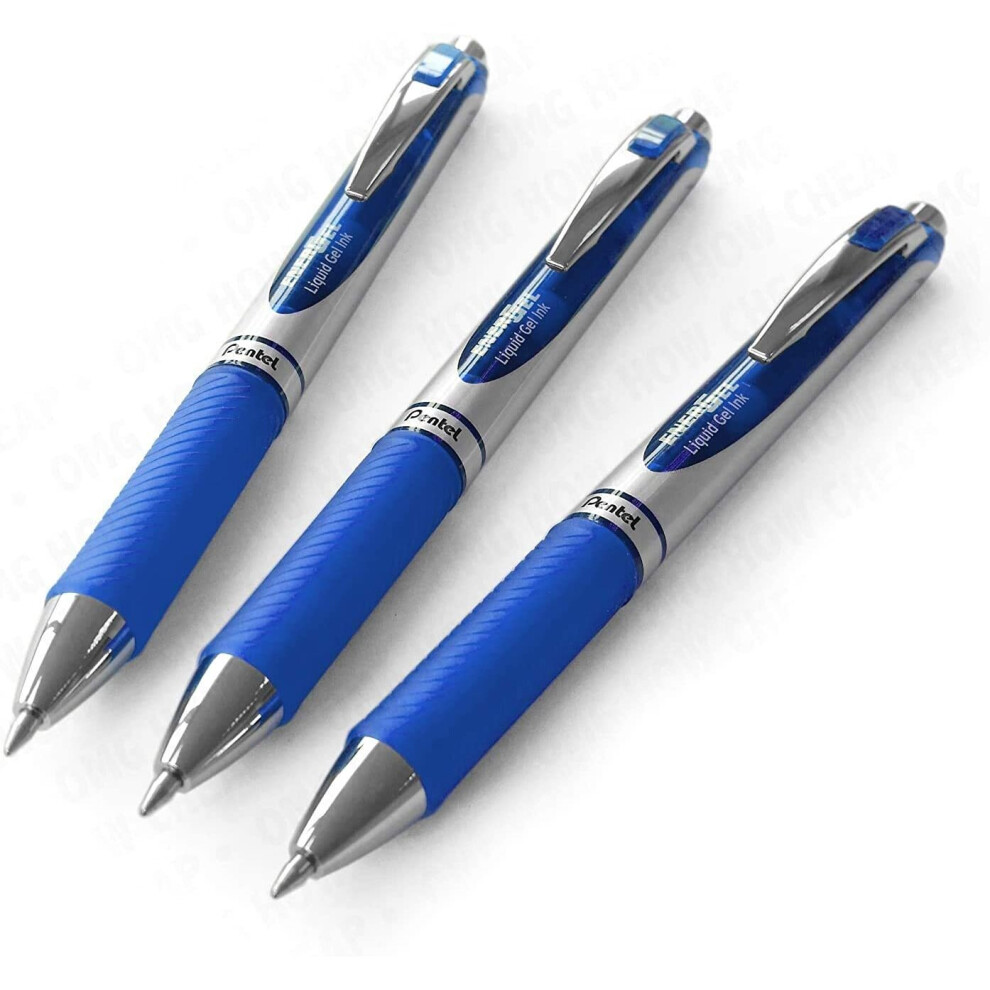 Pentel EnerGel XM BL77 - Retractable Liquid Gel Ink Pen - 0.7mm - 54% Recycled - Blue - Pack of 3