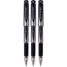 Uni Ball Black Capped (UM-153S) Gel Impact Rollerball Pen Ball Point Pens Broad 1mm Nib Tip 0.6mm Line Width Ink (Pack Of 3)