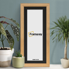 (Oak With Black Mount, 22x9" Pic (26x13" Frame)) Panoramic Size Oak Picture Frame / LW Style Wall Art Frame / Modern Photo Frames With Multicolored Mount
