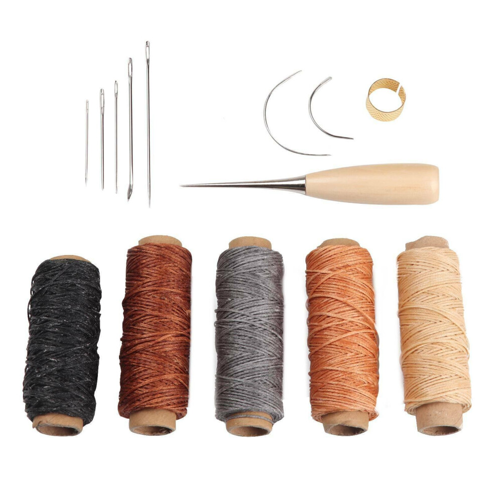 14Pcs/Set Leather Craft Tool Waxed Thread Cord Sewing Needles Shoe Repair Kit GD