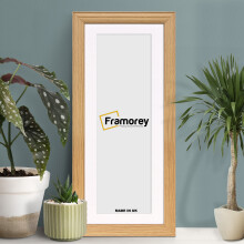 (Oak With White Mount, 26x16" Pic (30x20" Frame)) Panoramic Size Oak Picture Frame / LW Style Wall Art Frame / Modern Photo Frames With Multicolored Mount