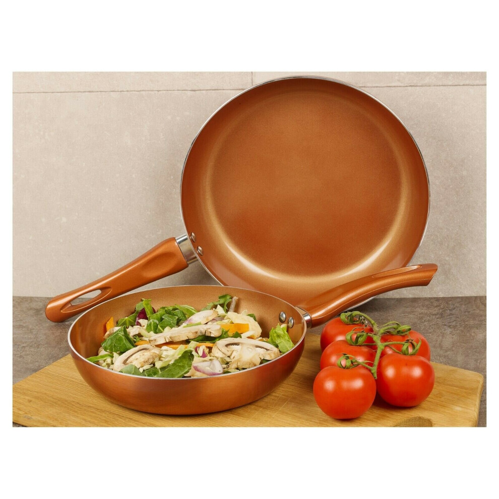 2 Piece Ceramic Copper Induction Frying Pans Saucepans Cookware Set