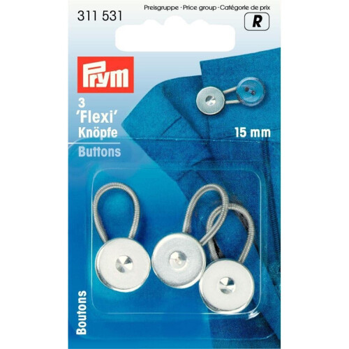 Prym PRYM_311531-1 Flexi Buttons with Loop 15 mm Silver