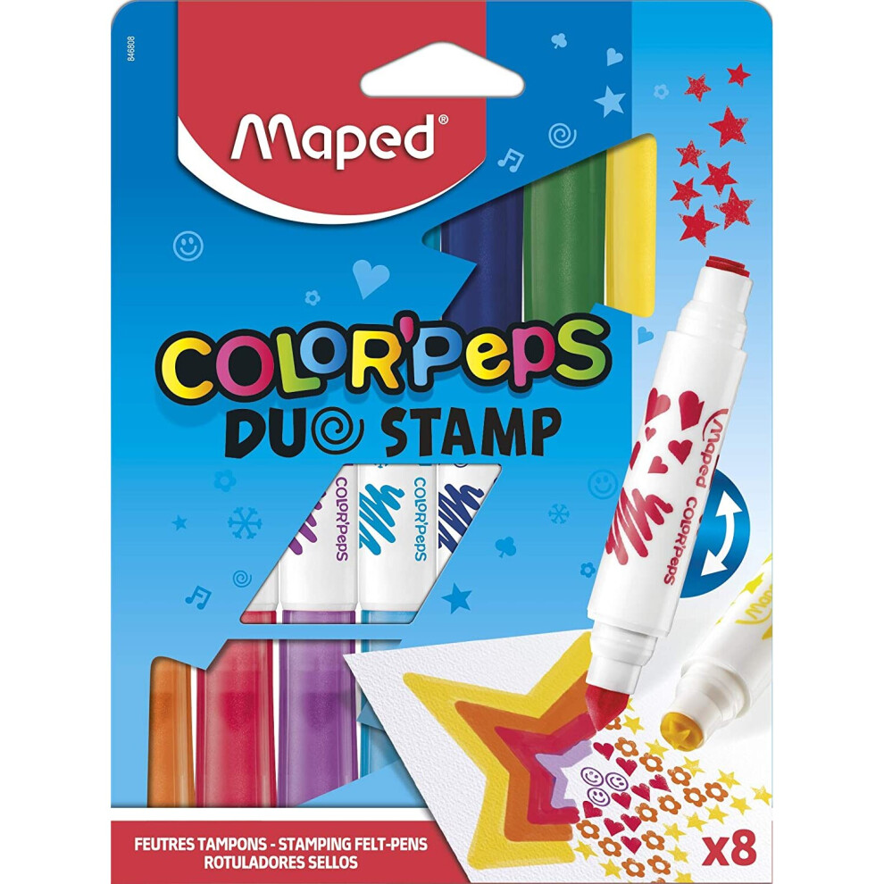 Maped Color Peps Duo Stamp Colouring Pens (8 Pack), 846808