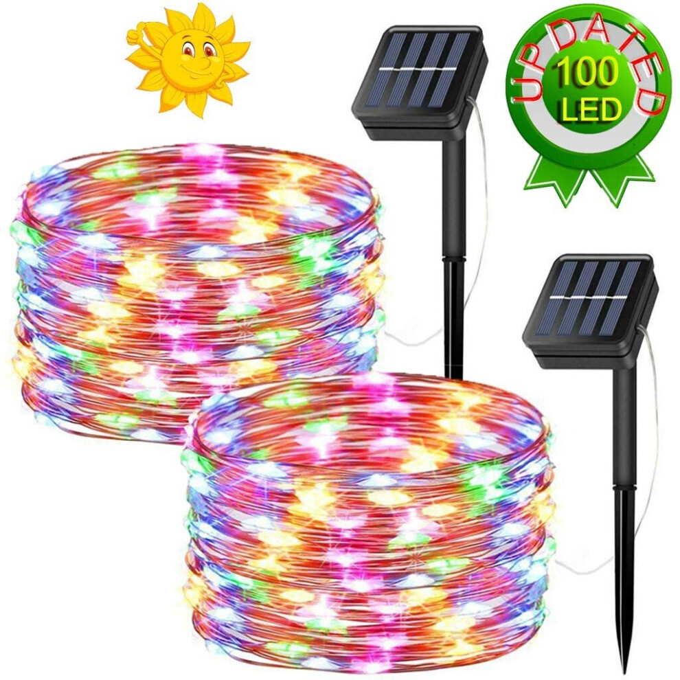 2X 120 LED Solar Fairy Lights Outdoor Solar Powered Fairy Lights 10M