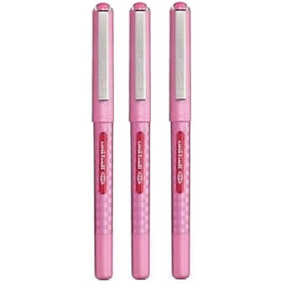 Uni Ball Eye Designer Pink Rollerball Pen Fine 0.7mm Nib Tip 0.5mm Line Width Designer Series Quick Drying Pigment Ink UB-157D (Pack Of 3)