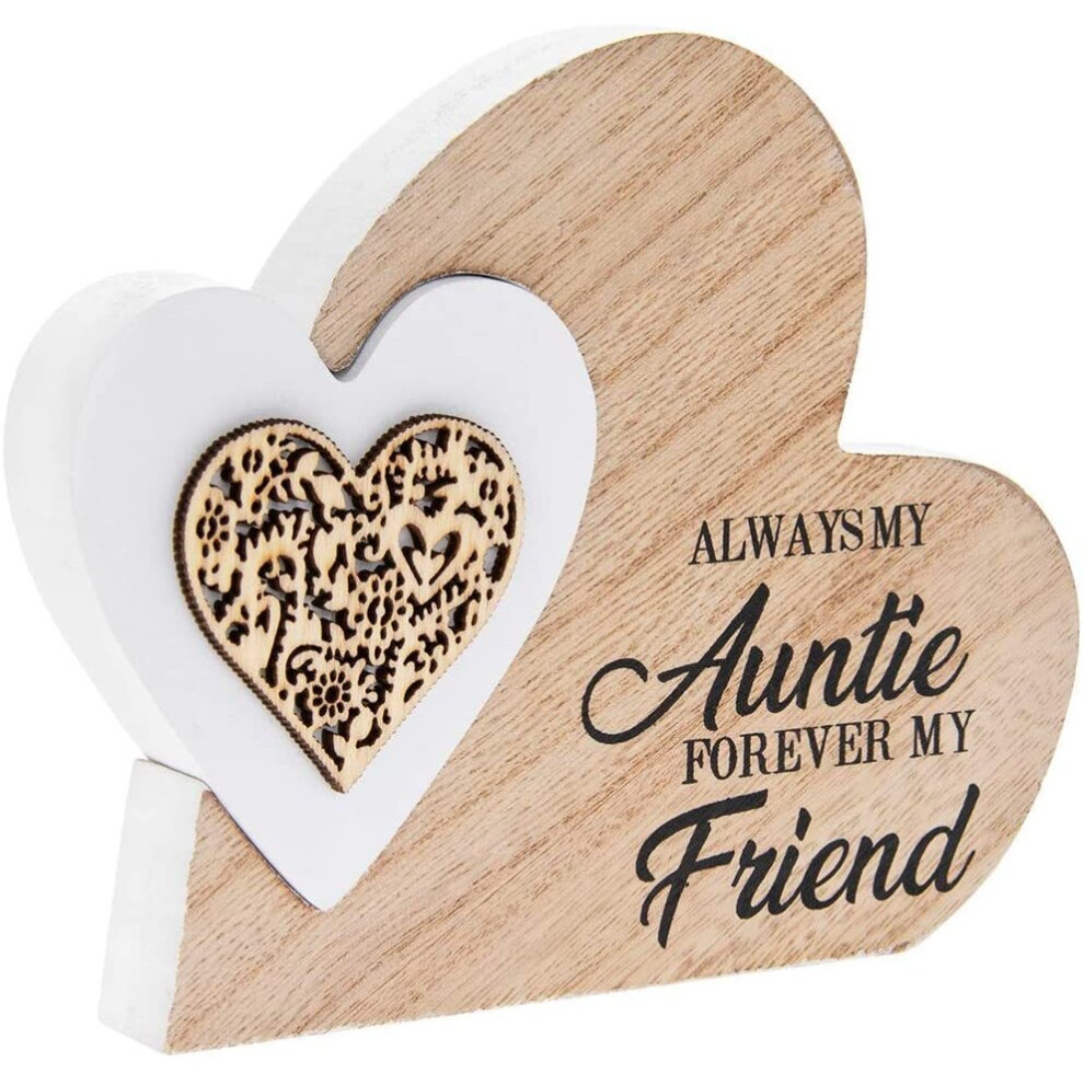 Laser Cut Woodcraft Mini Heart Plaque - Always My Auntie Forever My Friend