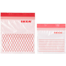 ISTAD Plastic Bag, Red, Pack of 60, Comprises: 30 bags (0.4 l) and 30 bags (1 l), Can be used over and over again since it can be re-sealed.