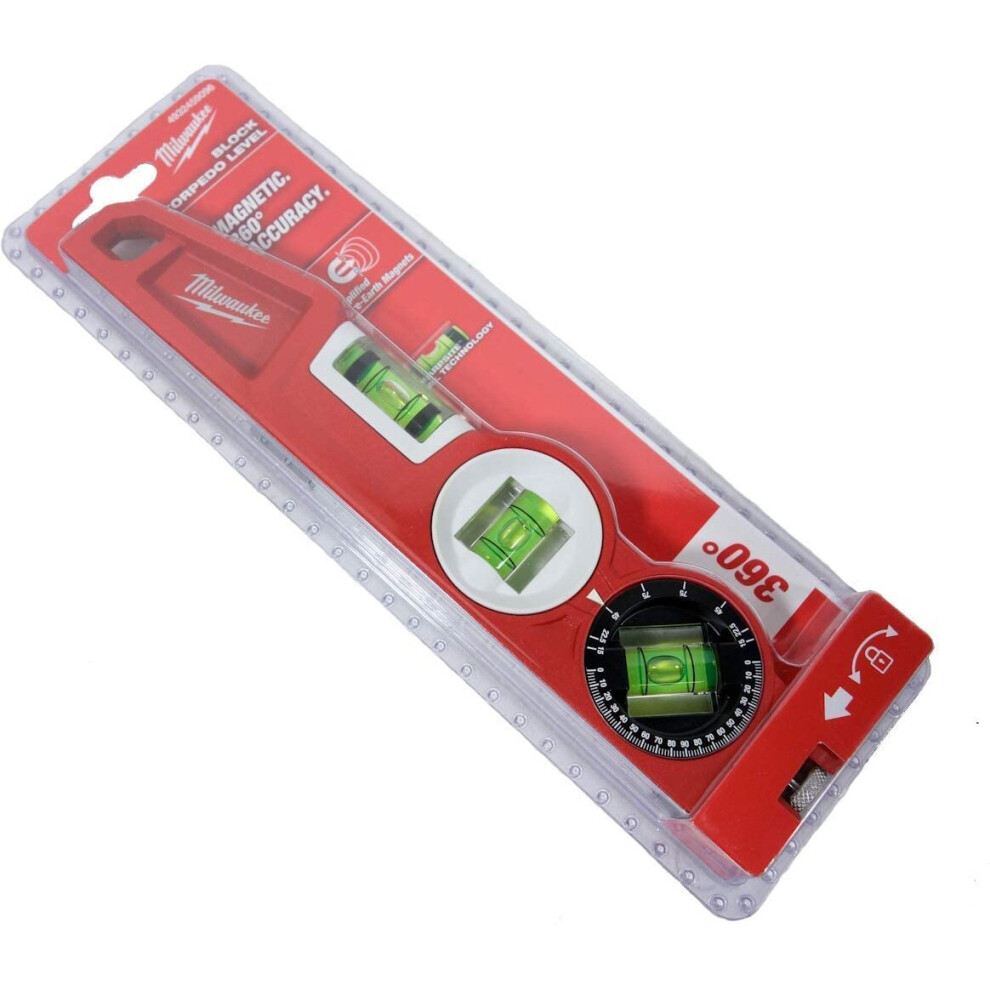 Milwaukee 4932459096 932459096 Block Torpedo Level, Red/Black