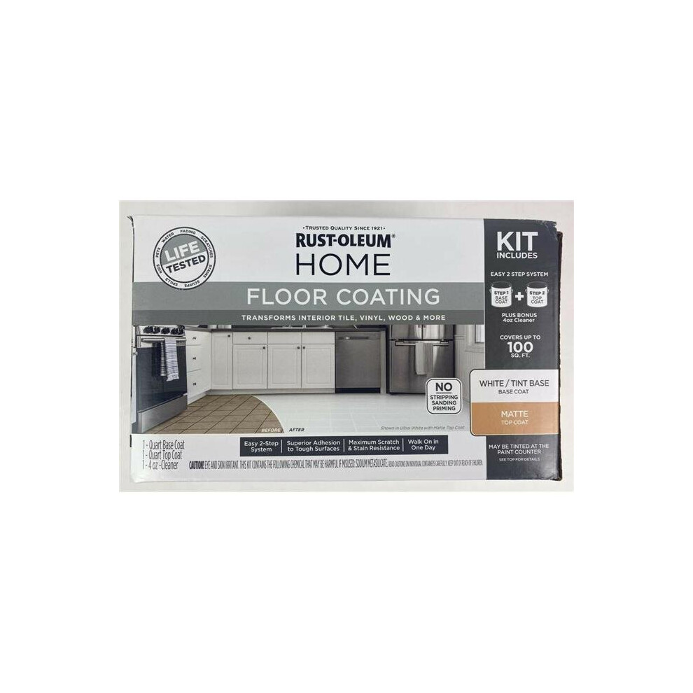 Rustoleum 100805 White Semi-Gloss Tile Wood Vinyl Floor Coating Kit