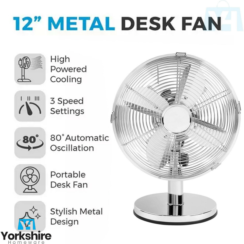 2 in 1 Cooling Clip & Pedestal Desk Oscillating Fan 3 Speed Home office 12 inch