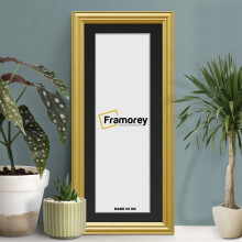 (Gold With Black Mount, 16x8" Pic (20x12" Frame)) Panoramic Size Gold Picture Frame / LW Style Wall Art Frame / Modern Photo Frames With Multicolored Mount