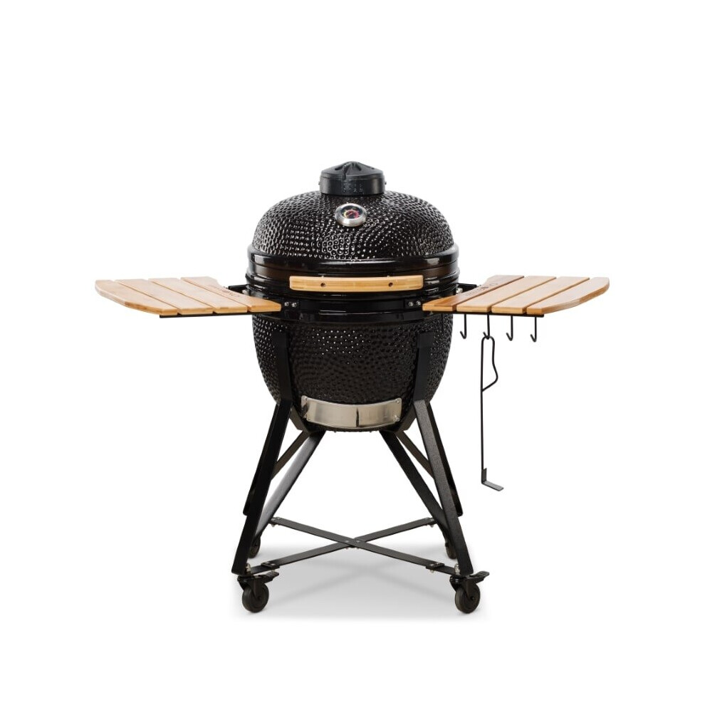 Kamado Bono Media, Classic 20 Inch Kamado Bbq Smoker, Oven And Grill With Main Accessories Included Black