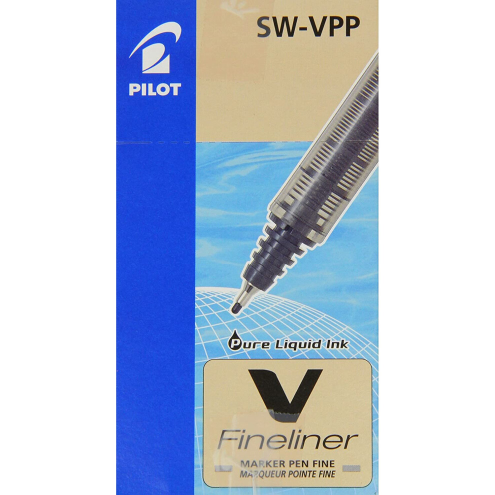 Pilot V Fineliner Liquid Ink 1.2 mm Tip - Blue, Box of 12