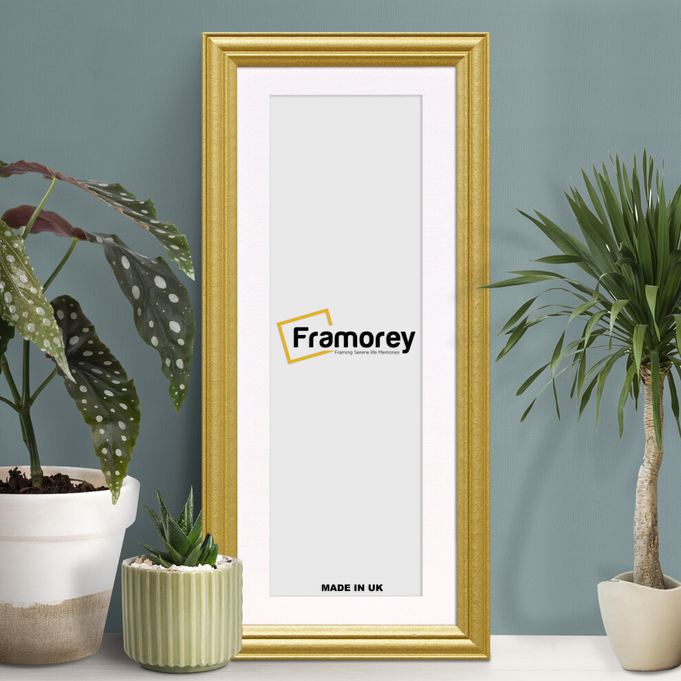 (Gold With White Mount, 15x5" Pic (19x9" Frame)) Panoramic Size Gold Picture Frame / LW Style Wall Art Frame / Modern Photo Frames With Multicolored Mount