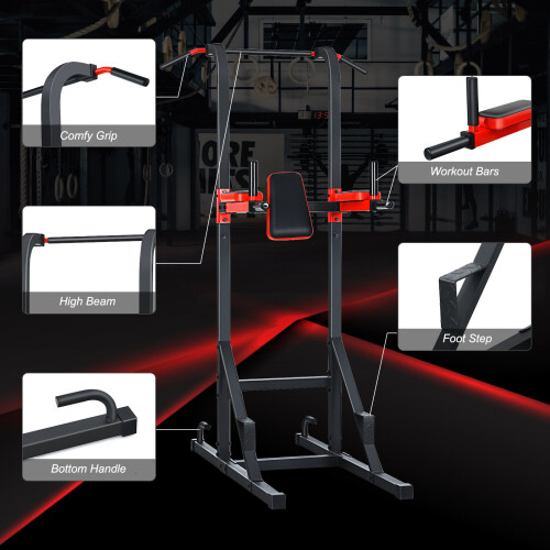 Gymax Multi-function Power Tower Pull Up Bar Dip Stand Home Gym Power Station 2