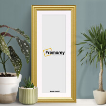 (Gold With White Mount, 24x10" Pic (28x14" Frame)) Panoramic Size Gold Picture Frame / LW Style Wall Art Frame / Modern Photo Frames With Multicolored Mount