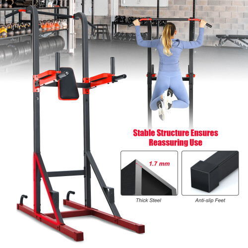 Gymax Multi-function Power Tower Pull Up Bar Dip Stand Home Gym Power Station 1