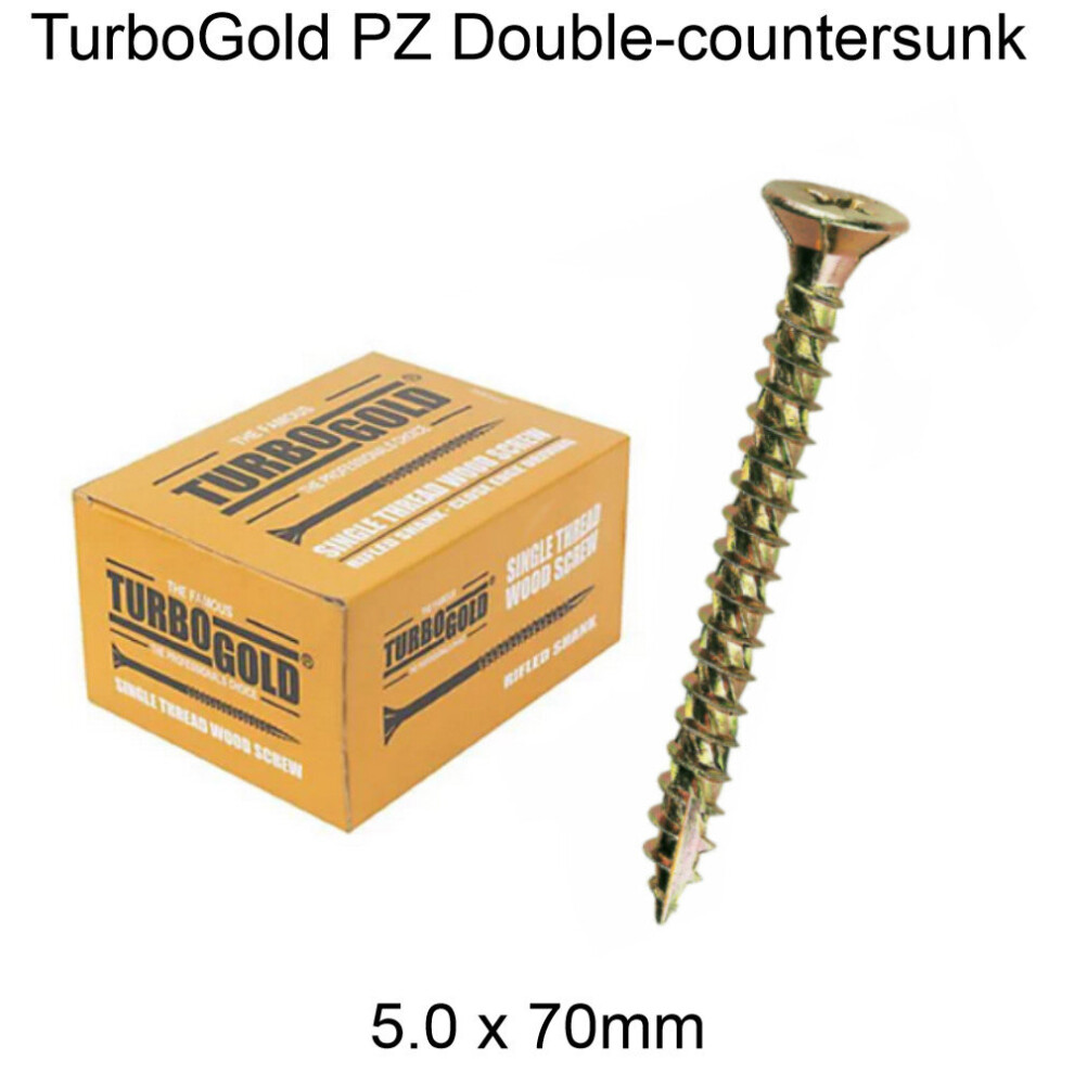 Turbogold Pozi Double Countersunk Multipurpose Wood Screws 5.0 X 70Mm X 100 Pcs 3713804132866