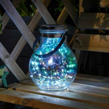 Solar Garden Firefly LED Pearlescent Opal Glass Lantern - Auto Dusk-to-Dawn Illumination, Charges in Sun, 22x16 cm