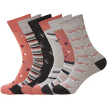 (Multicoloured (L10808), 6 Pack) Womens Socks Extra Wide Fit Diabetic Ladies Cotton Rich Loose Top Sock UK 4-7