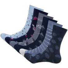 (Multicoloured, 6 Pack) Womens Socks Extra Wide Fit Diabetic Ladies Cotton Rich Loose Top Sock UK 4-7