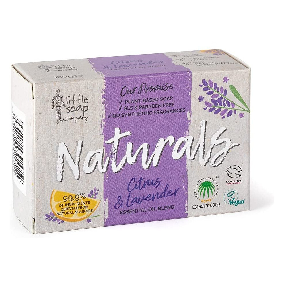 Little Soap Company Lavender Naturals Range - Bar Soap | Refreshing Cleansing Soap Bars (Citrus & )