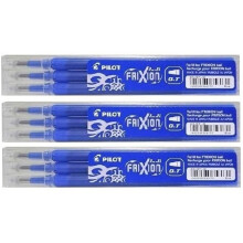 Pilot Blue Frixion Rollerball Erasable Pens Pen Refills Replacement Spare Ink BLS-FR7 (Pack Of 3 - 9 Refills) Packaging May Vary