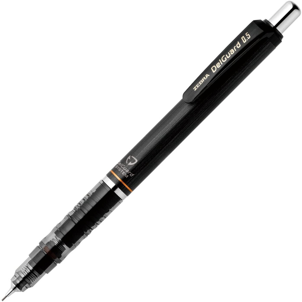 Zebra Pen Delguard Mechanical Pencil, Fine Point, 0.5mm, Black Barrel, Refillable, 1-Pack