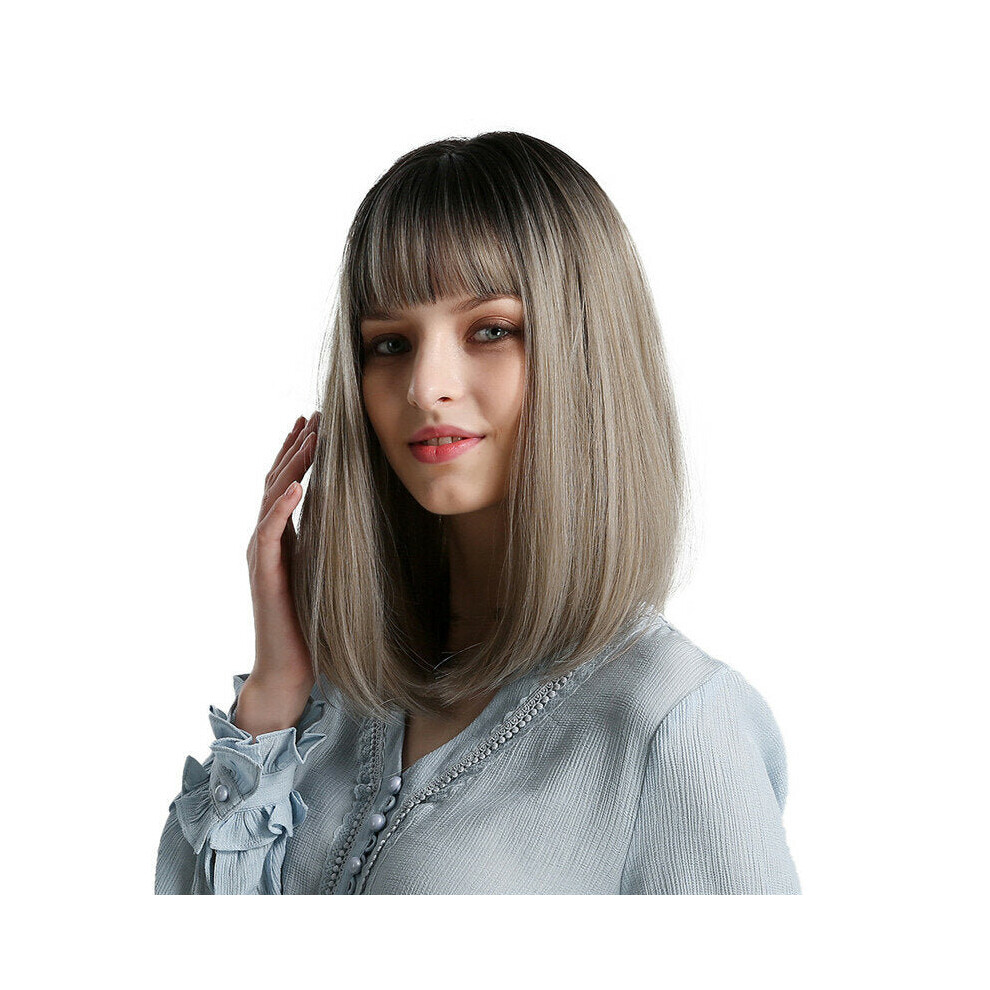Synthetic Wigs for Woman Black Ombre Grey Blonde Silver Brown African American